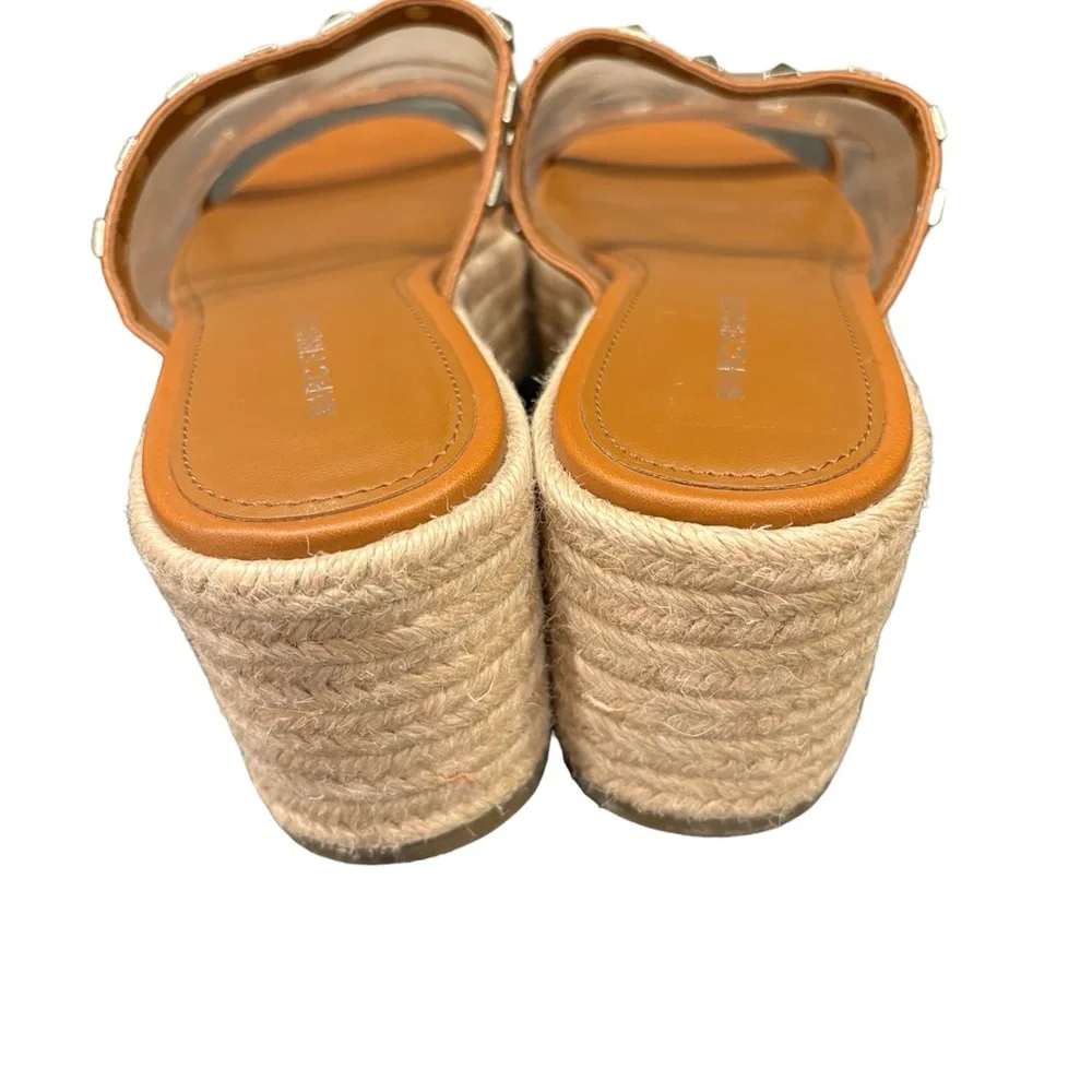Marc Fisher Studded Clear Platform Espadrilles Sandals Wedges size 7